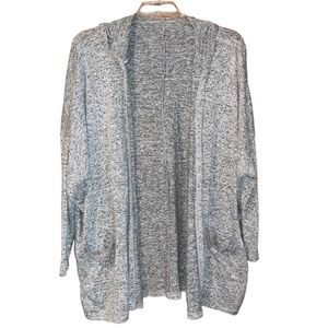 Gray hooded cardigan sweater size X-Large with front pockets, no brand tag name